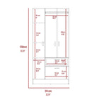 18.5 Modern Double-door Armoire with Metal Rod, One Drawer and Five Shelves