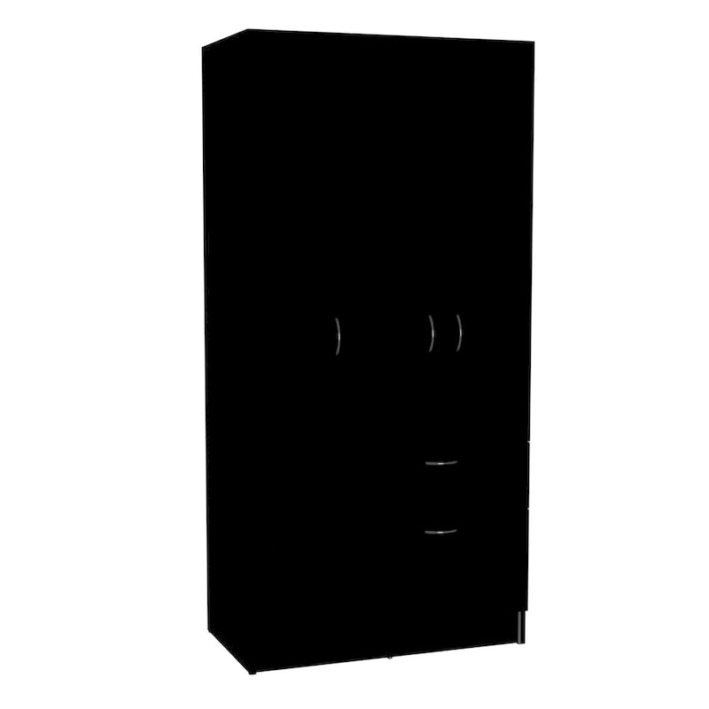 18.5 Modern Double-door Armoire with Metal Rod, One Drawer and Five Shelves