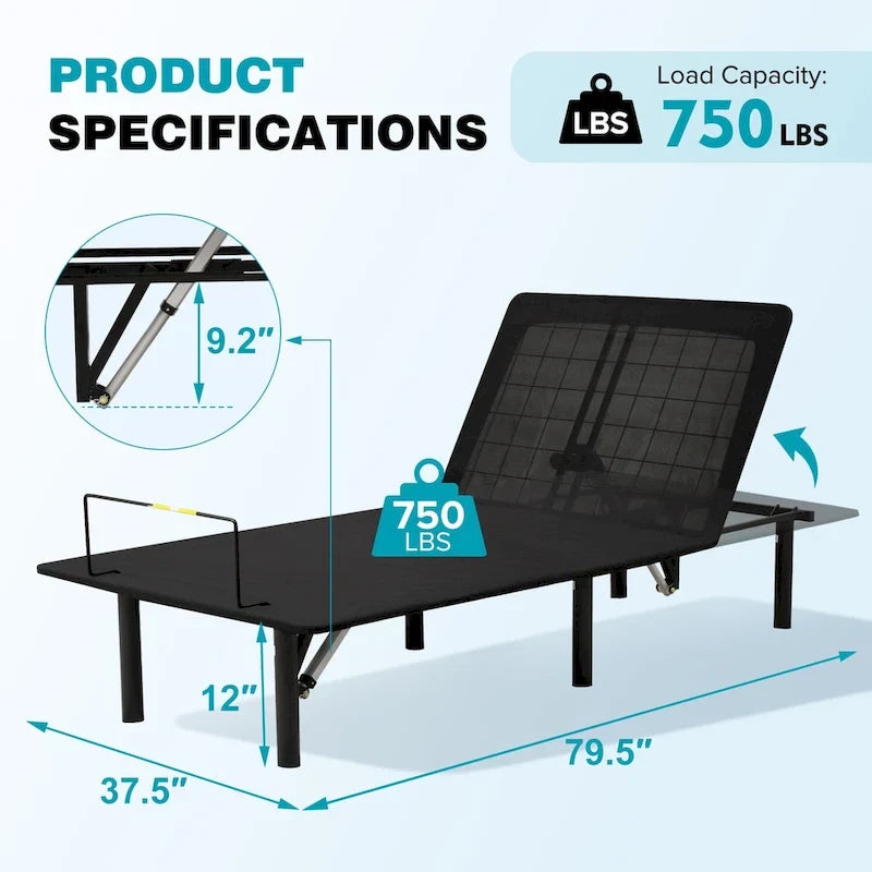 King Adjustable Bed Base with Motorized Incline