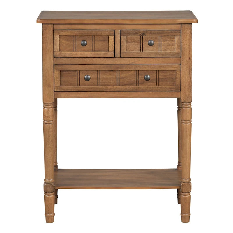 23.7 Classic Console Table with Three Storage Drawers and Bottom Shelf