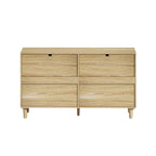 Rattan 6-Drawer Double Dresser with Metal Handle, Wood Legs, Clothes Storage Cabinet for Bedroom