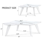 Modern 2-Piece Cloud Shaped Coffee Table Set with Solid Wood Legs and MDF Panel for Living Room