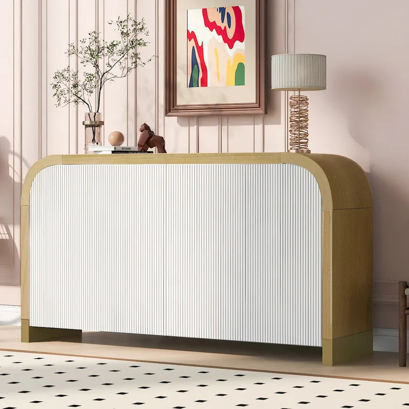 Modern 4-Door Cabinet with Adjustable Shelves for Study, Living Room and Entrance