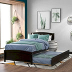 Twin Pine Platform Bed with Trundle & Headboard