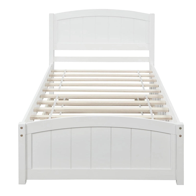 Twin Pine Platform Bed with Trundle & Headboard
