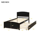 Twin Pine Platform Bed with Trundle & Headboard