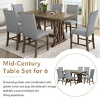 7-Piece Wooden Dining Table Set with Extendable Table & 6 Chairs