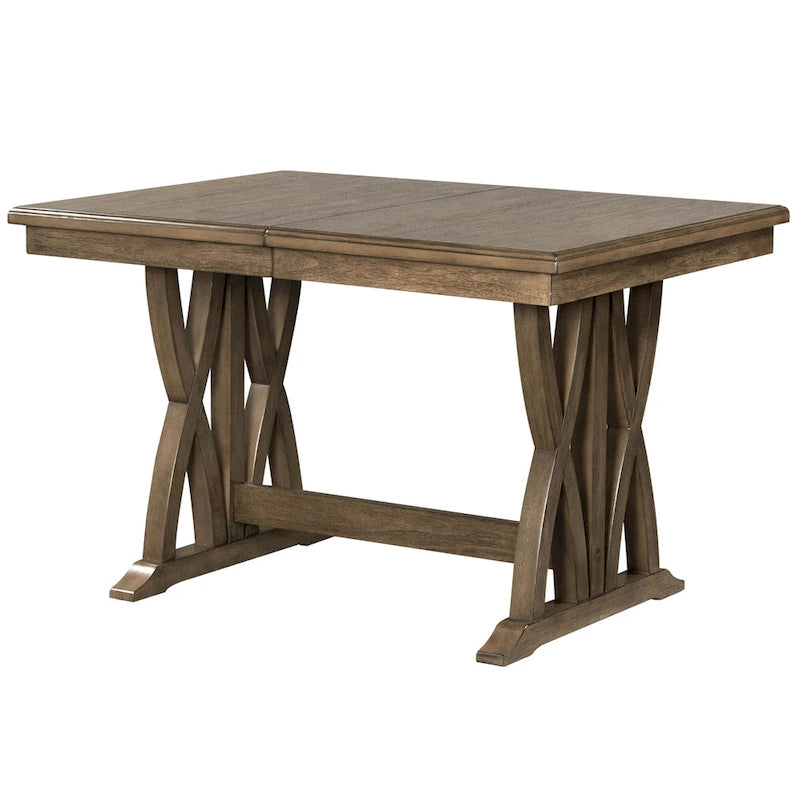 7-Piece Wooden Dining Table Set with Extendable Table & 6 Chairs