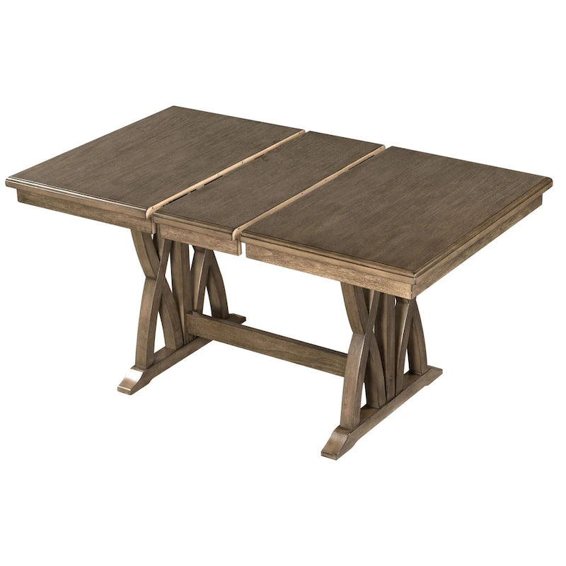 7-Piece Wooden Dining Table Set with Extendable Table & 6 Chairs