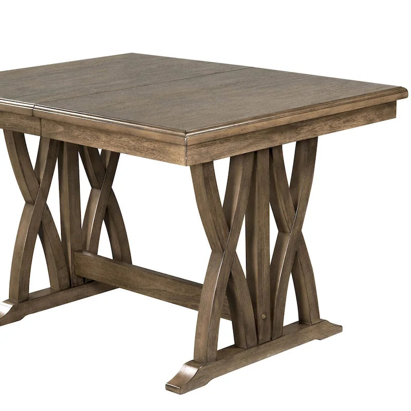 7-Piece Wooden Dining Table Set with Extendable Table & 6 Chairs