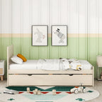 Twin Rubber Wood Platform Bed with Trundle