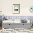 Twin Rubber Wood Platform Bed with Trundle