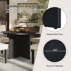 Farmhouse Style 5-Piece Wooden Dining Set with Round Table and 4 Lambswool-like Fabric Upholstered Chairs