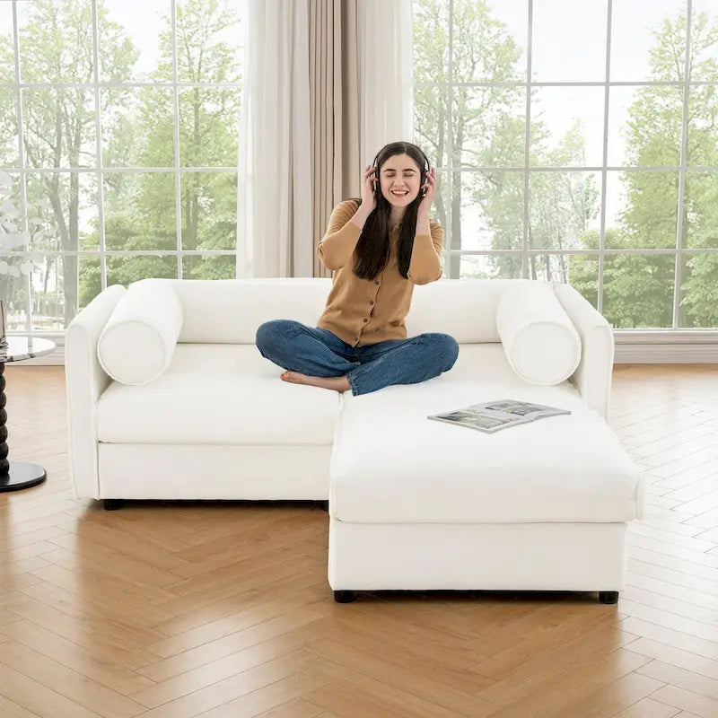 L Shaped Modular Couch Chenille Loveseat Sectional Sofa with Storage