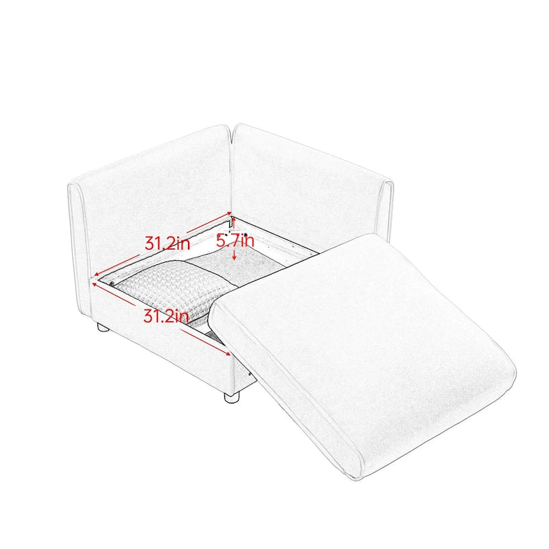 L Shaped Modular Couch Chenille Loveseat Sectional Sofa with Storage