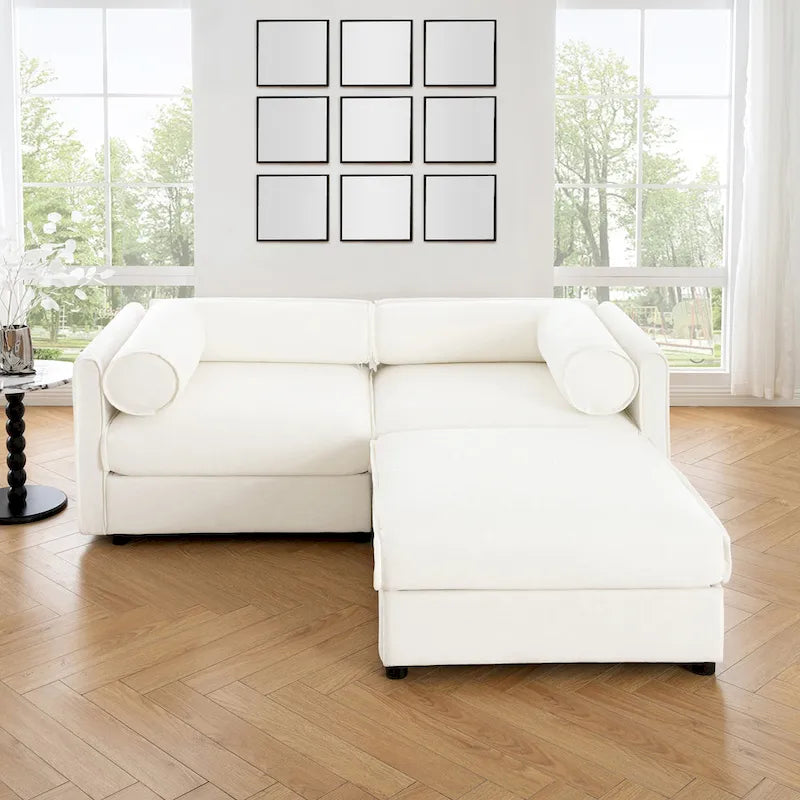 L Shaped Modular Couch Chenille Loveseat Sectional Sofa with Storage
