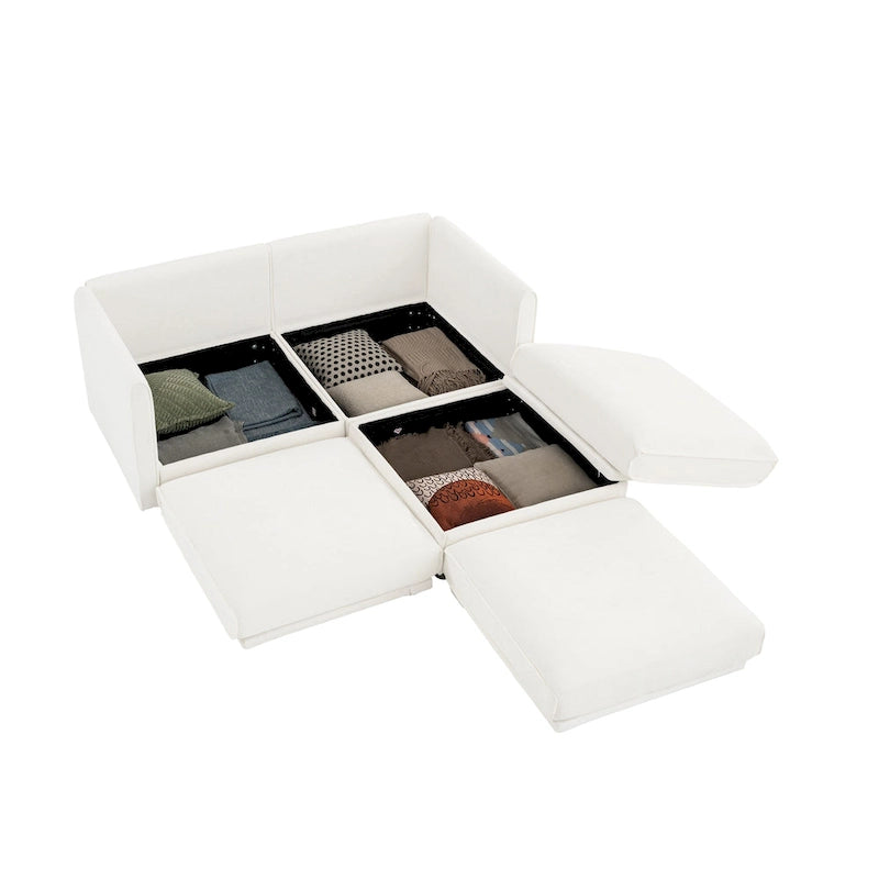 L Shaped Modular Couch Chenille Loveseat Sectional Sofa with Storage