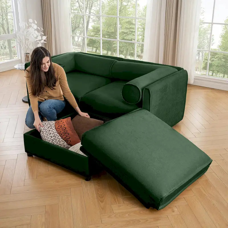 L Shaped Modular Couch Chenille Loveseat Sectional Sofa with Storage