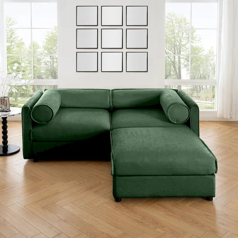 L Shaped Modular Couch Chenille Loveseat Sectional Sofa with Storage