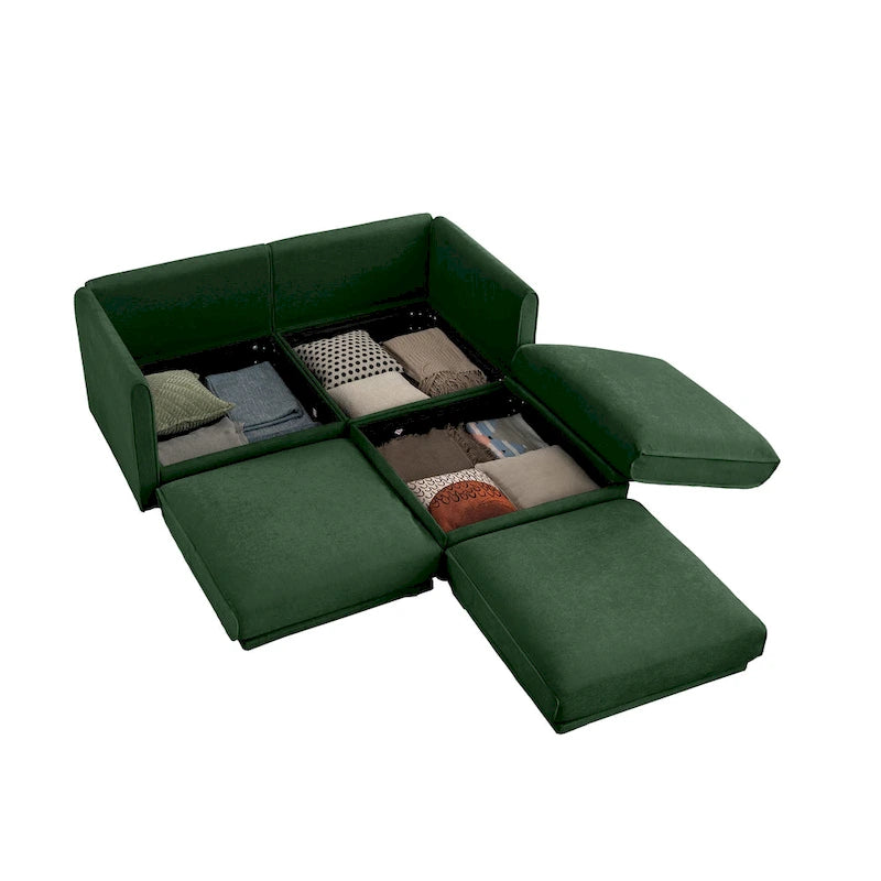 L Shaped Modular Couch Chenille Loveseat Sectional Sofa with Storage