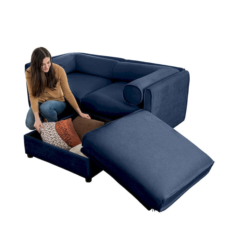 L Shaped Modular Couch Chenille Loveseat Sectional Sofa with Storage