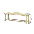 Farmhouse Modern Solid Wood Rattan Bench - 59 Inch Indoor & Covered Outdoor Bench Walnut Finish Multi-Functional Design