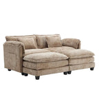 76.77 Chenille Upholstered Sofa with 2 Ottomans