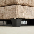 76.77 Chenille Upholstered Sofa with 2 Ottomans
