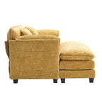 76.77 Chenille Upholstered Sofa with 2 Ottomans