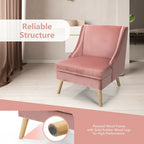 Gymax Set of 2 Swoop Arm Accent Chair Modern Velvet Chair w/ Rubber - See Details