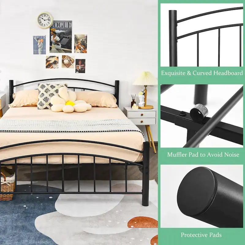 Costway Twin/Full/Queen Size Metal Bed Frame Platform Mattress