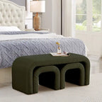 Set of 3 U-Shaped Modern Bench Teddy Ottoman Bench for Entryway, Bedroom End of Bed, Set of 3 Small Sofa Footrest