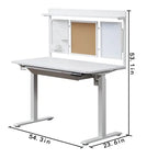 KOWO 55 White Electric Standing Desk w/Drawer & Backboard Height Adjustable Sit Stand Workstation for Home Office