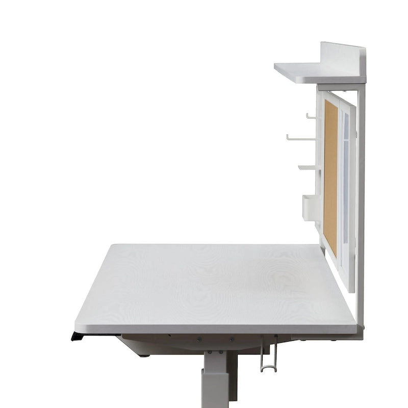 KOWO 55 White Electric Standing Desk w/Drawer & Backboard Height Adjustable Sit Stand Workstation for Home Office
