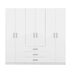 6-Doors Wooden Wardrobe Storage with 3 Big Drawers for Bedroom