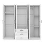6-Doors Wooden Wardrobe Storage with 3 Big Drawers for Bedroom