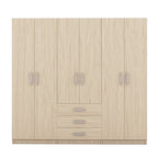 6-Doors Wooden Wardrobe Storage with 3 Big Drawers for Bedroom