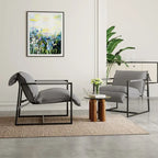 Fabric Accent Chair Metal Framed Sling Armchair Set of 2