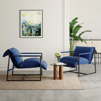 Fabric Accent Chair Metal Framed Sling Armchair Set of 2