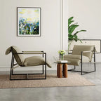 Fabric Accent Chair Metal Framed Sling Armchair Set of 2