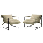 Fabric Accent Chair Metal Framed Sling Armchair Set of 2