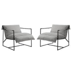 Fabric Accent Chair Metal Framed Sling Armchair Set of 2
