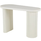 Metal Handmade Oval Console Table with Ribbed Legs - White - Roche River Decor