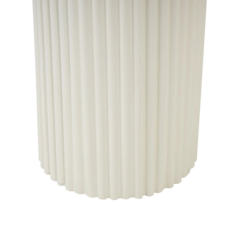 White Oval Console Table with Ribbed Metal Legs