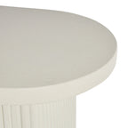 White Oval Console Table with Ribbed Metal Legs