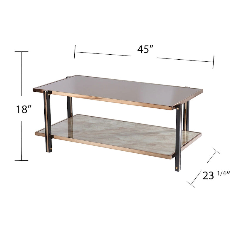 SEI Furniture Thornberry Champagne Metal with Smoked Mirror Coffee Table