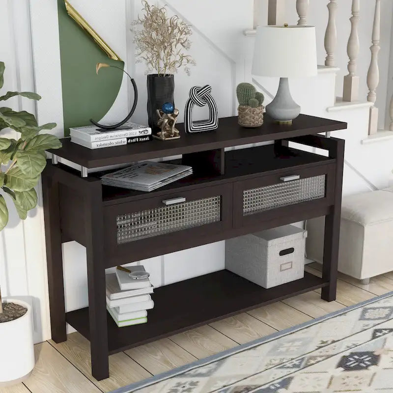 Posa Modern Espresso 47-inch 2-Shelf Sofa Table by Furniture of America