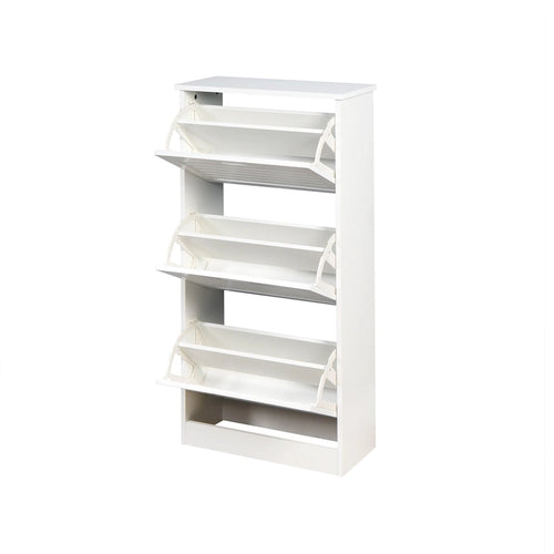 3-flip-door Wooden Shoe Cabinet - 9.45 x 20.94 x 43.11