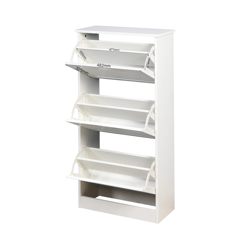3-flip-door Wooden Shoe Cabinet - 9.45 x 20.94 x 43.11
