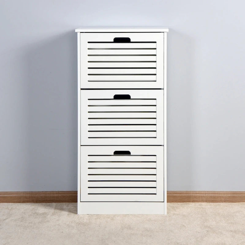 3-flip-door Wooden Shoe Cabinet - 9.45 x 20.94 x 43.11